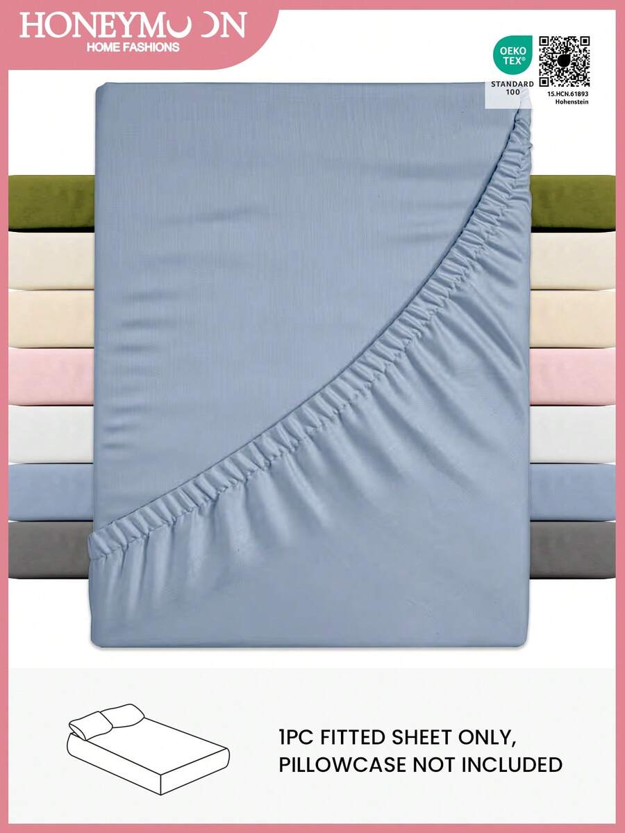 Ga trải giường trơn HONEYMOON 1 chiếc, chất liệu 100% polyester, nhẹ như mây, phù hợp với nệm có độ sâu 9-12 inch, mềm mại và thoáng khí, không co rút - Kích thước T F Q K cho gia đình và ký túc xá, đạt chứng nhận Oeko-Tex, món quà tuyệt vời cho mẹ, màu xanh nhạt. - Màu xanh bụi bặm - Xem 1