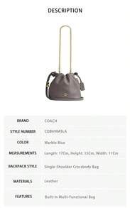 Coach Faye Quilted Details Shoulder Crossbody Bucket Bag Women's Bag CDB69IMSLA - 板岩灰色CDB69IMSLA - 查看 6