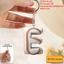 Llavero acrílico con diseño plano 2D de letra de béisbol, llavero y regalo de jugador y fanático de béisbol, colgante de bolso, decoración de llaves, regalo perfecto - Llavero con letras de béisbol - Ver 37