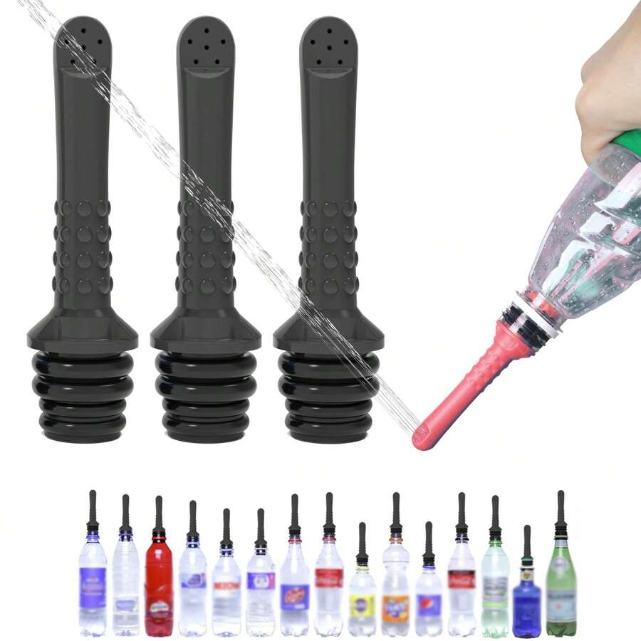 3件套背包便携式冲洗器,便携式冲洗器,旅行冲洗器,通用插入管适配21/25mm水瓶,手持迷你个人清洁喷雾器,适用于家庭、露营和日常使用 - 3PCS-黑 - 查看 1