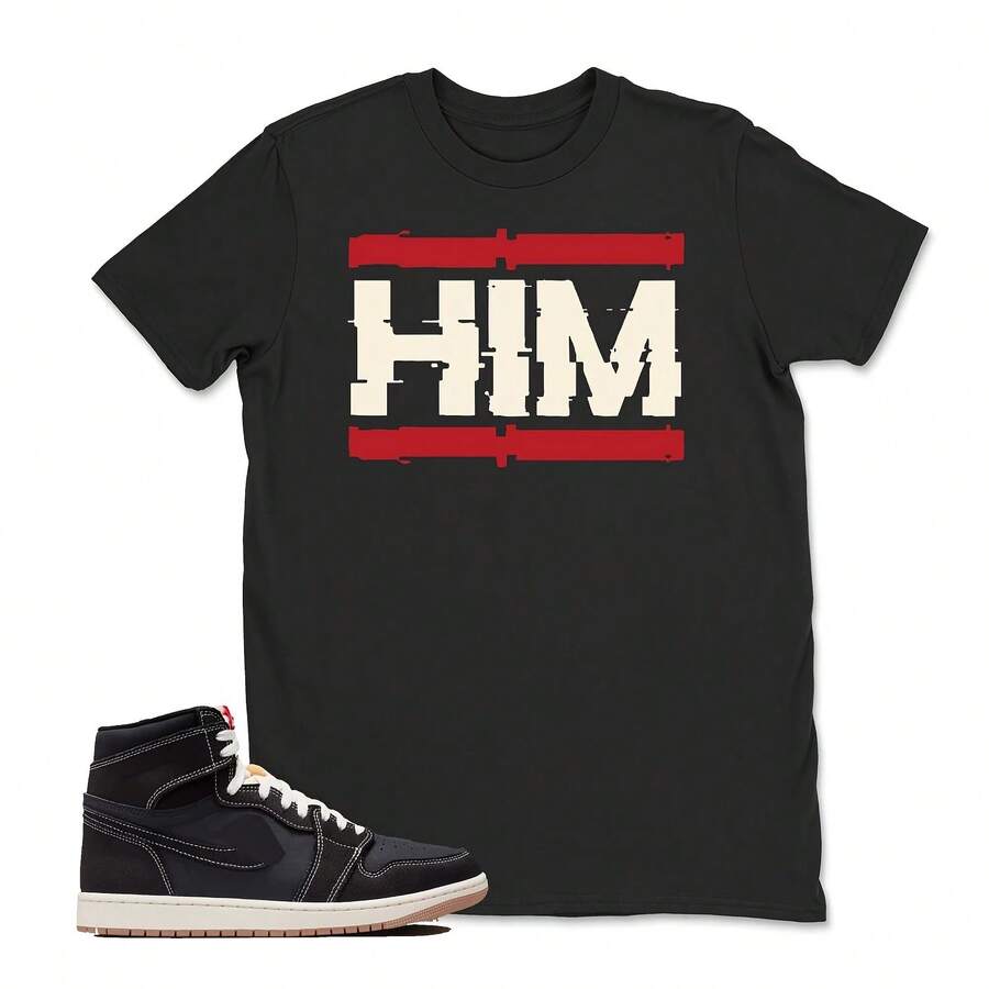 Camiseta a juego con zapatillas HIM, camiseta gráfica de estilo urbano con estampado de zapatillas AJs 1 Retro High OG Flight Club, camiseta unisex, para adultos y niños. - forma - Ver 1