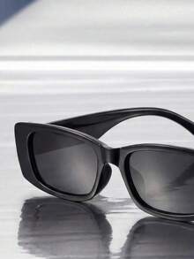 1 par de gafas de moda rectangulares negras unisex, adecuadas para la atmósfera de vacaciones, viajes, estilo deportivo, conducción, atuendos de vacaciones, playa, festivales de música, salidas, accesorios de verano, vacaciones, salidas familiares, atuendos elegantes, accesorios de estilo callejero, deportes, fiestas, actividades al aire libre, estilo callejero, pesca, vacaciones - Negro - Ver 3