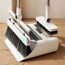3‑In‑1 Broom And Dustpan Set With Comb Teeth, Rotatable Broom & Floor Squeegee, Long Handle Stainless Steel Cleaning Tool, Space‑Saving Vertical Storage, Pet Hair Remover For Home Kitchen Office Tile Hardwood Floors - A - View 2