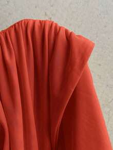 Vestido mini casual de vacaciones para mujer con escote en V profundo, cuello halter con lazo, y drapeado.Adecuado para la playa, cruceros y festivales de música en verano - Naranja Coral - Ver 9