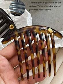 Vintage Style Hair Clips, High-End Leopard Print Hair Accessories, Multifunctional Hair Combs And Clips, Non-Slip Bangs Comb, Minimalist Fresh Hair Clips, Flyaway Hair Clips, Top Clips, High-End Crescent Shaped Hair Accessories Suitable For Updos And Side Swept Hair - Multicolor - View 4