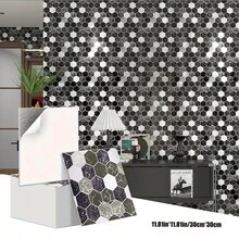 Brodark 50/100片装 30x30厘米 自粘仿大理石金箔3D墙贴，3D墙板，优雅现代设计，防水防潮，可移除不留残胶，是浴室和厨房翻新的理想之选，安装简便，适用于家居装饰、公寓和商业空间，经久耐用，持久如新。 - 50/100片裝 - 查看 3