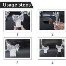 1pc Sparkling Rhinestone Bow Car Headrest Hook | Rear Seat Storage Hook | Can Hang Bags, Shopping Bags And Other Items | Fashionable Rhinestone Embellished Design | Secure And Non-Slip | Suitable For Sedans, SUVs And Trucks | Space-Saving And Keeps Car Interior Tidy | Fashionable And Cute Essential For Women | Hot-Selling Car Interior Storage Solution And Gift - Multicolor - View 7