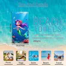 1 Khăn tắm biển hình nàng tiên cá hoạt hình, chất liệu microfiber siêu mềm, cỡ lớn, thấm hút cực tốt, thích hợp cho du lịch, hồ bơi, lặn, lướt sóng, yoga, cắm trại. Có nhiều kích cỡ khác nhau, phụ kiện bãi biển cho bãi biển, hồ bơi, du lịch, cắm trại, yoga. - Nàng tiên cá - Xem 14
