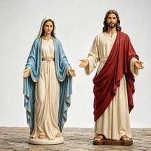2-Piece Limited Scale Figurine Set, Delicately Hand-Painted Resin Handheld Statues With Fine Texture. Classic Religious Style Design, Exquisite In Detail, Ideal For Home Decor, Spiritual Display, Holiday Gifts And Personal Collection. - Jesus Style a With Box(1pc) - View 8