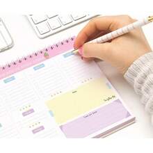 - Organizador semanal de escritorio con stickers, Planner por semana sin fecha tipo agenda, Dateless weekly planner (Rosa/Morado) - Rosa/Morado - Ver 8