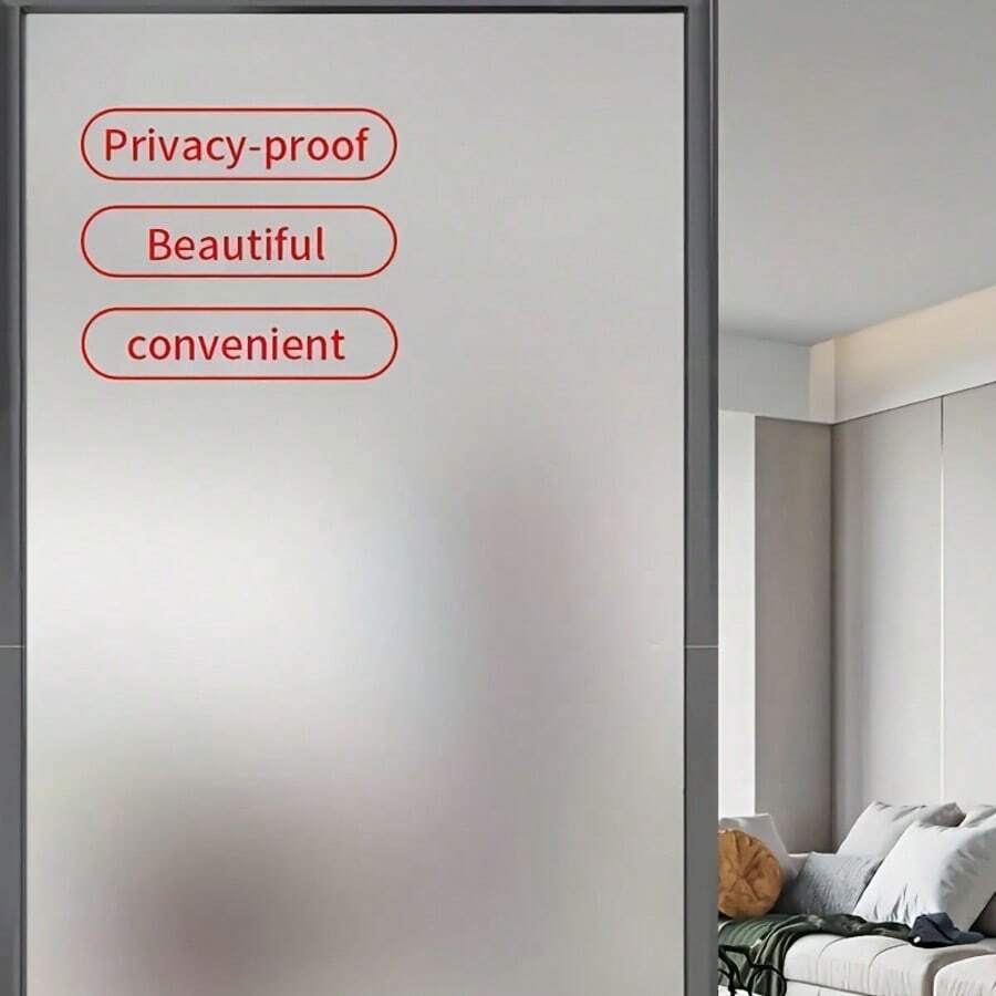 1 Roll Matte Privacy Window Film - Frosted Glass Heat Insulation Static Cling No Glue Sticker, Suitable For Bathroom, Home And Office