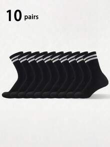 20 đôi tất dài đến bắp chân, thời trang tối giản, thoáng khí, thấm hút mồ hôi, dành cho cả nam và nữ, tất cho cặp đôi, tất mùa thu - Đen và trắng - Xem 7