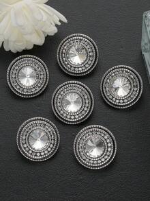 10pcs Round Metal Rhinestone Buttons, Multi-Color & Size, Double-Layer Crystal Decor Buttons Suitable For Jackets, Suits, Wedding Dresses - Multicolor - View 9