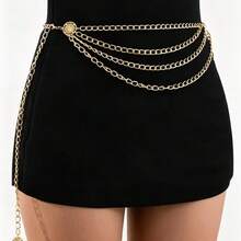 Dây đeo eo bằng hợp kim nhiều lớp hình đầu nữ hoàng phóng đại. - Vàng - Xem 2