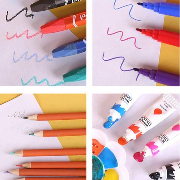 A Set Of Painting Supplies, With A Double-Layer Design And A Handmade Tool Box For Easy Carrying And Storage, And A Variety Of Painting Materials To Meet Different Styles Of Painting