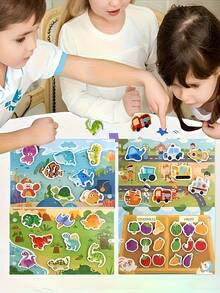 1 Set Of Reusable Sticker Books, Suitable For Children Over 3 Years Old, To Cultivate Children's Letter Learning And Vocabulary Abilities,And Prepare A Fun Interactive Learning Gift For Children - 彩色 - 查看 7