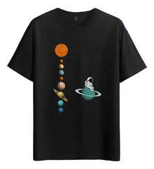 Muscle Freaks Astronaut T-Shirt In Space Style - 黑色 - 查看 6