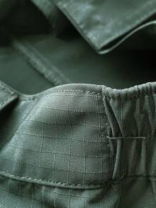 Pantalones tácticos regulables rectos, compartimentos de almacenamiento - Verde militar - Ver 3