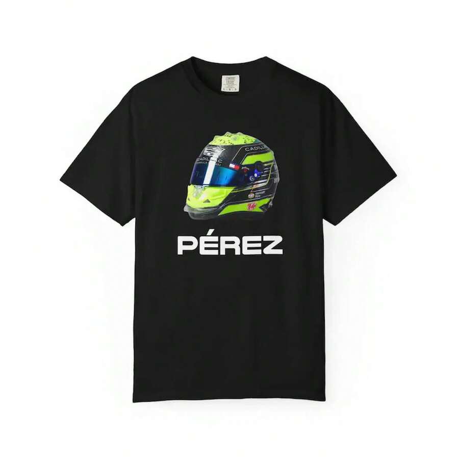 Camiseta de Carreras F1 de Sergio Pérez | Diseño de Automovilismo de Fórmula 1 - Negro - Ver 1
