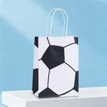 10/20个黑白极简足球主题纸袋，8种不同图案的“GOAL”印花派对礼品包装袋，足球俱乐部活动装饰，生日派对，球迷节礼品包装用品 - NF-005 - 查看 6