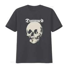 Cursed Skull Print T-Shirt, Unique Punk Rock Style For Bold Fashion Statements, Washed Vintage Streetwear, Breathable And Casual - Back - View 4