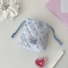 Bolsa de cosméticos con cordón y diseño de cereza de estilo coreano, bolsa linda para estudiantes, organizador de artículos de tocador de viaje, gran capacidad, diseño con cordón para un almacenamiento fácil - Multicolor - Ver 13