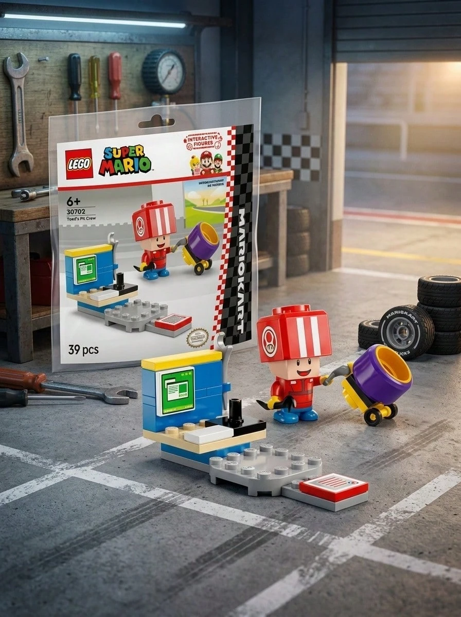 LEGO 超级马里奥赛车 – 奇诺比奥（维修站工作人员）30702，可收藏的奇诺比奥迷你人偶，附带赛车配件，音乐/婚礼季，马里奥赛车扩展包及礼品，适合6岁以上儿童的互动式任天堂玩具 - 彩色 - 查看 1