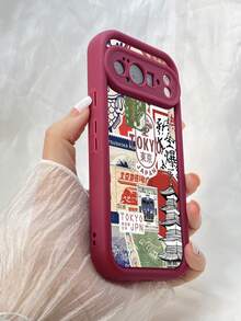 NR100 ジャパン ロック画面アート,対応するPixel 10 9 8 Pro 9A 8A ケース、対応するiPhone17 16 15 14 13 12 11 Pro Max 7 8 16 15 14 Plus 16e 17e 17 Air ケース、フルカメラ保護ソフト TPU ケース、キャンディカラーエンジェルアイラダーマットシリコン肌に優しいタッチフォンケースカバー（女性＆女の子向け） - バーガンディ - チェックする 2