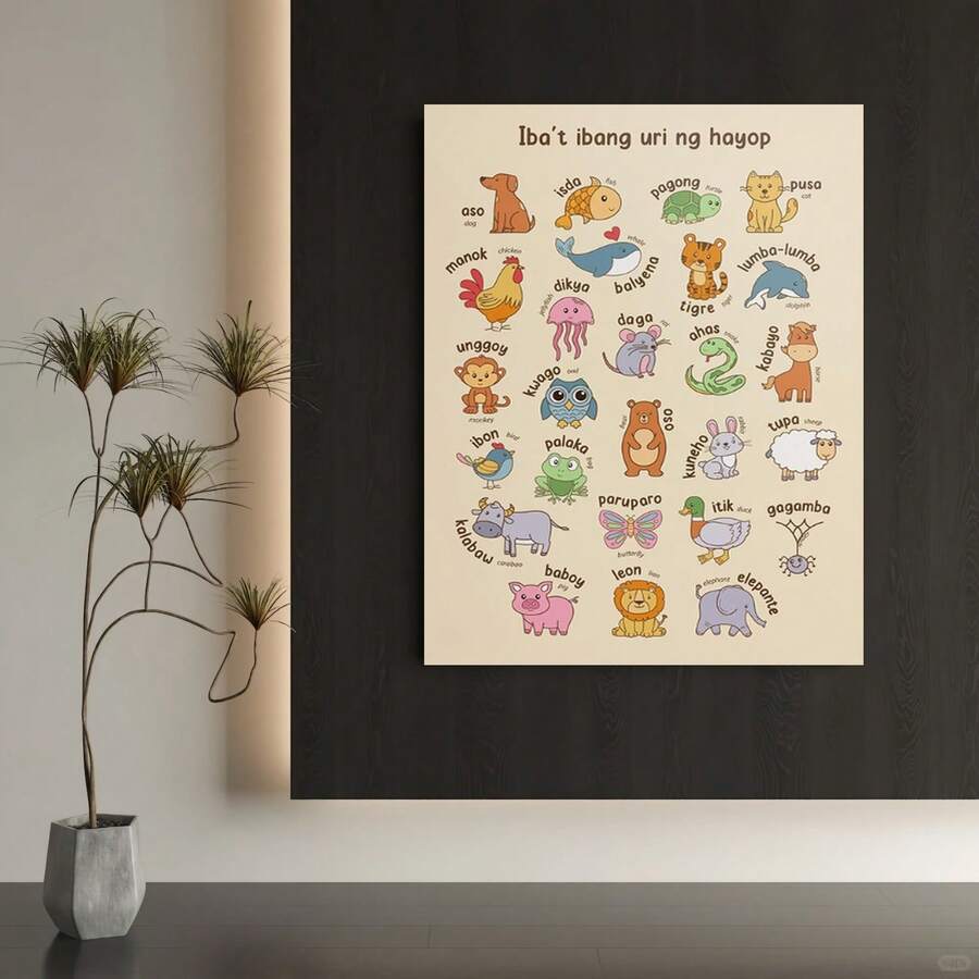 Enmarcado Lienzos de varios tamaños: Láminas, patrones y de animales filipinos, diseño plano en 2D, perfectos para la decoración de habitaciones. - Enmarcado - Ver 1