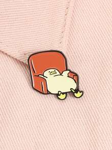 1pc Creative Funny Slouchy Big White Duck Enamel Brooch, Cartoon Cute Slouchy Expression Sofa Lying Pose, Fashion Accessory, Unisex Design, Gift For Friends - Multicolor - View 6