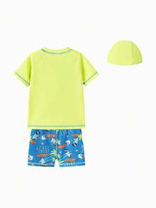 Baby Boys Swimwear Set Infant Summer 2 Pieces Swimsuit UV Protection Chlorine Resistant Beach Wear - Green Tone - View 2