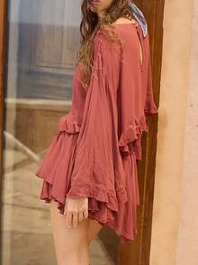 Women Spring Lounge Sets For Oversized Batwing Sleeve Casual Top And Shorts 2 Piece Outfits Sweat Set - Nâu đỏ - Xem 6