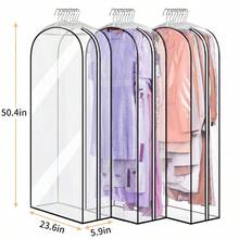 10" Gusseted All Clear Garment Bags For Hanging Clothes 3 Packs 40" Suit Bags For Closet Storage Hanging Clothes Storage Suit Cover For Shirts, Coats, Dresses - 查看 10