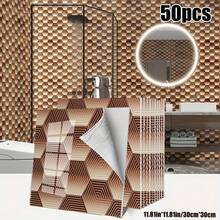 Brodark 50/100片装 30x30厘米 自粘仿大理石金箔3D墙贴，3D墙板，优雅现代设计，防水防潮，可移除不留残胶，是浴室和厨房翻新的理想之选，安装简便，经久耐用，持久如新 - 50/100片裝 - 查看 17