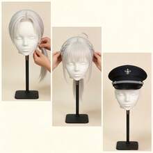 带支架的插拔式假头模型，哑光白展示模型，修剪造型一体化展示工具，角色扮演假头 - 查看 2