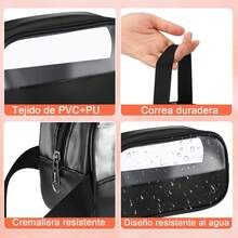 Estuche de Maquillaje Transparente Negro Resistente Almacenamiento de Aseo Personal - Negro - Ver 8