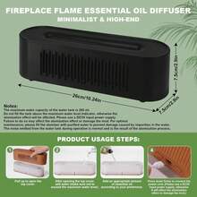 Difusor Aroma Llama Humidificador Vulcan: Difusor Aceites Esenciales 260ml Ultrasilencioso con Luz Llama 7 Colores Humidificador Aromaterapia con Temporizador,para Dormitorio (Blanco) - Negro-A11 - Ver 7