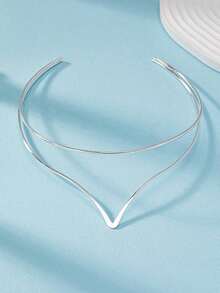 1pc Simple Wire Cuff Choker - 銀色 - 查看 3