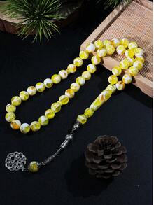 1pc Muslim 45 Beads Yellow Resin Islamic Prayer Beads, Smooth Texture Prayer Bracelet - Multicolor - View 5