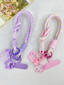 1pc Colorful Braided Lanyard With Star Charm Pendant, Versatile Phone/Camera/Keychain Wrist Strap, Fashionable - Multicolor - View 5