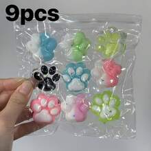 6/9 Peças Super Fofos Brinquedos de Apertar em Formato de Pata de Gato/Decorações com Lantejoulas Degradê Multicoloridas em Formato de Pata de Gato/Entrega de Cores Aleatórias Misturadas/Brinquedos de Apertar de Plástico Macio/Adequado para Diversos Presentes de Feriados, Festas de Aniversário Familiares, Presentes de Páscoa, Embalagem Aleatória - Multicolorido - Visão 11