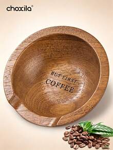 choxila 1个咖啡豆量杯、木制咖啡豆容器、带“Coffee First”字样木制咖啡勺的木制托盘、用于散装茶叶的木制茶匙 - Coffee Bean Tray - 查看 1