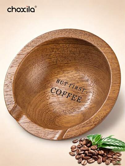 choxila 1个咖啡豆量杯、木制咖啡豆容器、带“Coffee First”字样木制咖啡勺的木制托盘、用于散装茶叶的木制茶匙