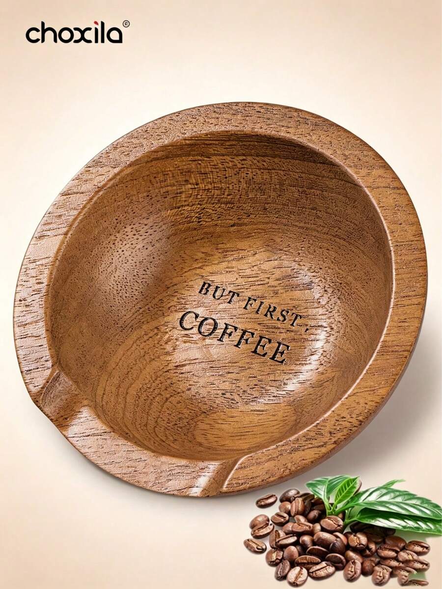 choxila 1个咖啡豆量杯、木制咖啡豆容器、带“Coffee First”字样木制咖啡勺的木制托盘、用于散装茶叶的木制茶匙 - Coffee Bean Tray - 查看 1