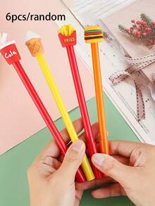 Bộ 2/4/6 bút bi gel hình khoai tây chiên và soda dễ thương, mực đen 0.5mm, dùng cho học sinh, văn phòng phẩm Kawaii, đồ dùng ký tên văn phòng phẩm. - Nhiều màu - Xem 11