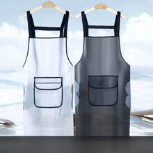 Tạp dề TPU chống thấm nước và dầu mỡ, trong suốt, thích hợp cho tiệm làm tóc, nấu ăn, có dây đeo, túi đựng đồ, quần áo lao động, có thể lau tay, tạp dề thời trang. - nhiều màu - Xem 10