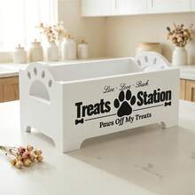 现货木制狗零食盒、狗粮盒、储物盒、整理盒、宠物用品玩具整理盒 - 白色 - 查看 2