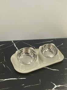 1个宠物喂食双碗，狗/猫粮碗，兔子碗，不锈钢防溢斜颈喂食器 - 多色 - 查看 13