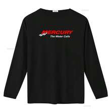 Mercury Marine Boats Logo Outboards Mercruiser T Shirt The Water Calls  Vintage Washed Breathable Versatile Comfortable - 黑色 - 查看 10