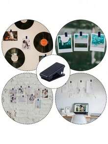 30pcs Self-Adhesive Wall Tapestry Clips, Plastic Adhesive Clips, Small Hanging Spring Clips, Double-Sided Adhesive Spring Clips, Suitable For Posters, Photo Paper, Flags, Home And Office, Strong Adhesive Brackets, Suitable For Dorm Wall Art, Quick Installation Without Drilling - Black - View 5